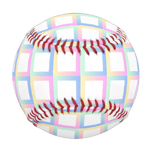 白の対称グラデーショ市松模様にン・パターン・フレーム 野球ボール (正面)