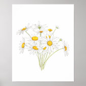 白の小さなデイジーブーケ花水色 ポスター (正面)