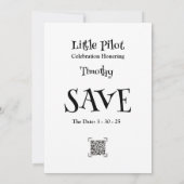 白の小さなパイロット帽子、金ゴールドの星、招待 招待状 (裏面)