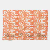 白の小さな開花パターン キッチンタオル (横)