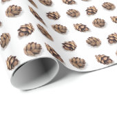 白の小型マツ円錐形 ラッピングペーパー (ロールコーナー)