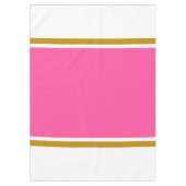 白の広い明るいピンクの茶色のレースストライプレース テーブルクロス (正面)