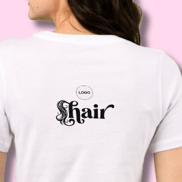 白の従業員用ロゴ入りヘアサロンデザイン トライブレンドTシャツ