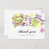 白の愛結婚鳥のサンキューカード サンキューカード (正面/裏面)