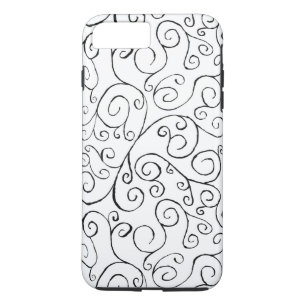 白の手の曲線パタ色彩の鮮やかーン(黒) iPhone 8 PLUS/7 PLUSケース
