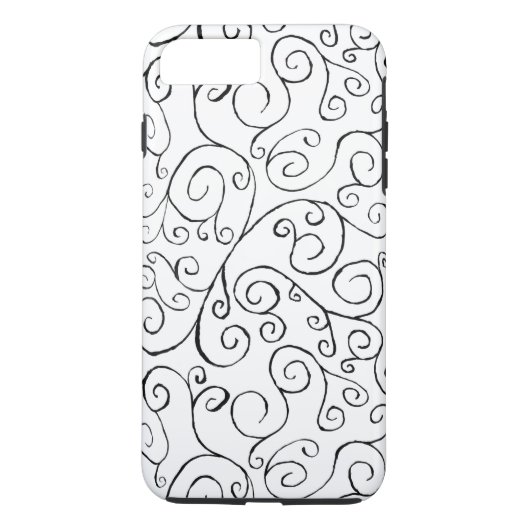 白の手の曲線パタ色彩の鮮やかーン(黒) Case-Mate iPhoneケース (裏面)