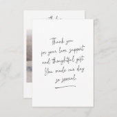 白の手書き感謝メッセージのフォトカード サンキューカード (正面/裏面)