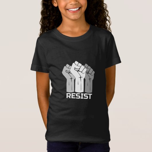 白の抵抗の握りこぶし 0003 Tシャツ (正面)