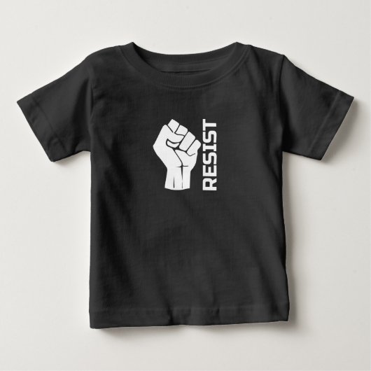 白の握り拳レジスト - 0002 ベビーTシャツ (正面)
