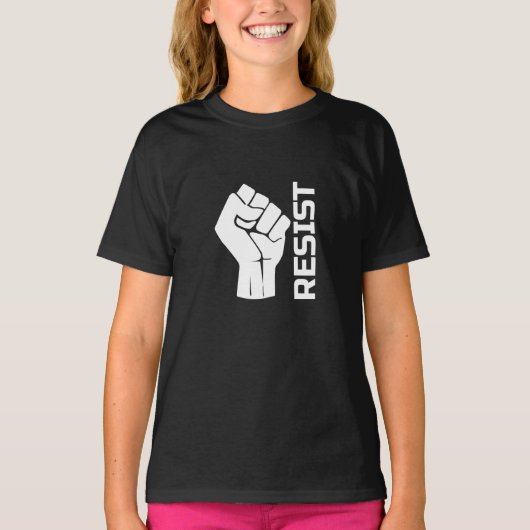 白の握り拳レジスト - 0002 Tシャツ (正面)
