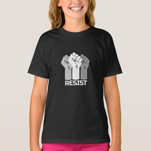 白の握り拳レジスト - 0003 Tシャツ (正面)