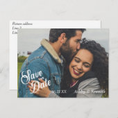 白の文字日付の結婚保存 ポストカード (正面/裏面)