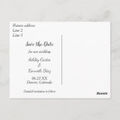 白の文字日付の結婚保存 ポストカード (裏面)