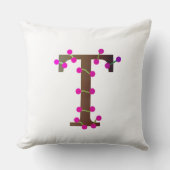 白の文字T装飾イニシャル クッション (正面)