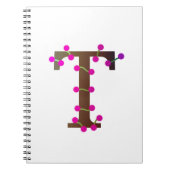 白の文字T装飾イニシャル ノートブック (正面)