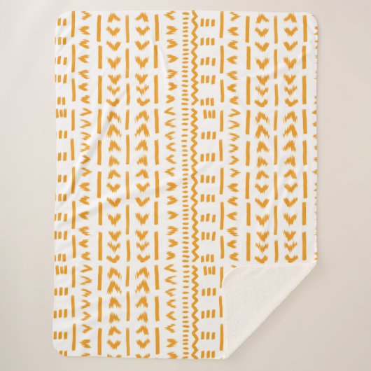 白の日泥布アフリカパターンのパス シェルパブランケット (正面)