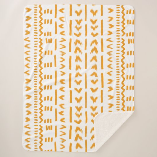 白の日泥布アフリカパターンのパス シェルパブランケット (正面)