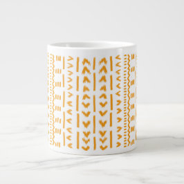 白の日泥布アフリカパターンのパス ジャンボコーヒーマグカップ