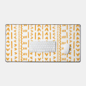 白の日泥布アフリカパターンのパス デスクマット (キーボード&マウス)