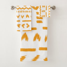 白の日泥布アフリカパターンのパス バスタオルセット