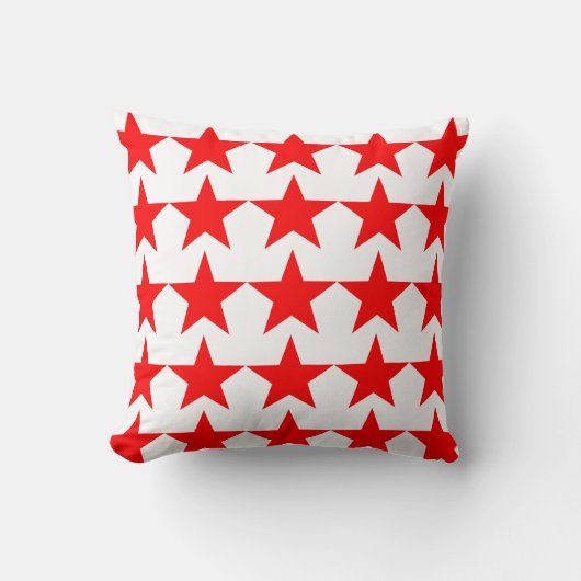 白の明るく赤い星パターン クッション (正面)