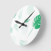 白の柔ら葉かい緑の ラウンド壁時計 (傾斜)