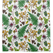 白の森の実葉、とバグ シャワーカーテン (正面)