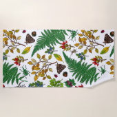 白の森の実葉、とバグ ビーチタオル (正面)