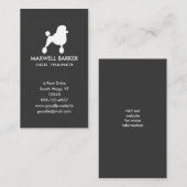 白の標準プードルシルエット垂直 名刺 (正面/裏面)