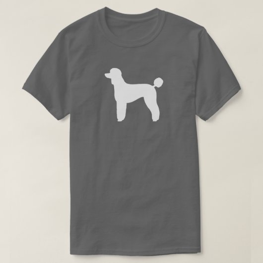 白の標準プードルシルエット |犬の品種 Tシャツ (デザイン正面)