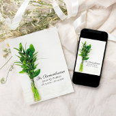 白の死者慰霊記念碑に緑の草花 招待状