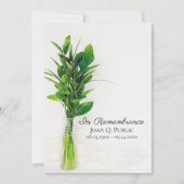 白の死者慰霊記念碑に緑の草花 招待状 (正面)