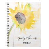 白の水彩上の黄色結婚のひまわり ノートブック (正面)