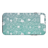 白の渦巻および花のiPhone 7の場合 Case-Mate iPhoneケース (裏面(横))