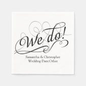 白の渦巻き結婚がスズにパーソナライズされた有利 スタンダードカクテルナプキン (正面)