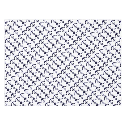 白の濃紺のいかりW/Rope テーブルクロス (正面(横))