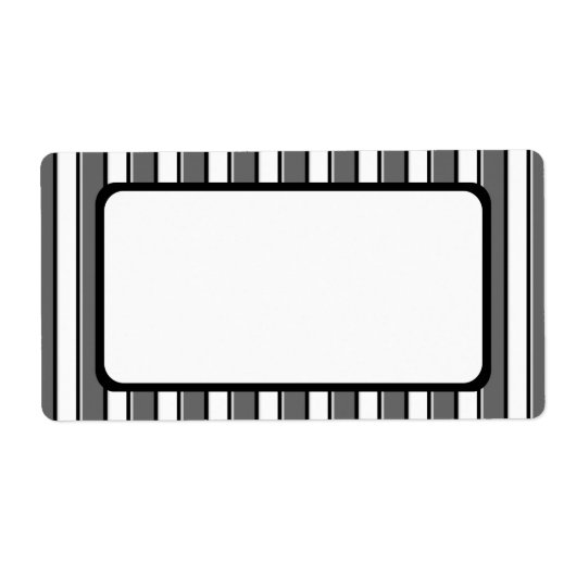 白の灰色および黒のストライプ ラベル (正面)