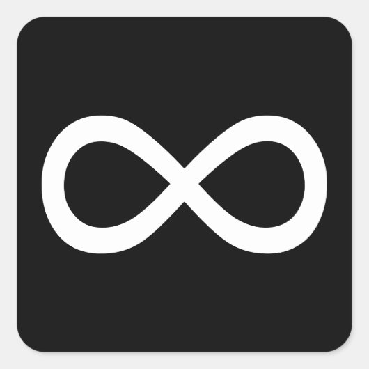 白の無限大シンボル スクエアシール (正面)