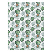 白の熱帯水彩画のパイナップル絵画 テーブルクロス (正面)