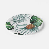 白の熱帯水彩画のパイナップル絵画 ペーパープレート (アングル)