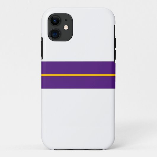 白の王室の上にスポーティな紫の黄色のレースストライプレース Case-Mate iPhoneケース (裏面)