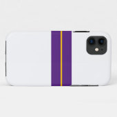 白の王室の上にスポーティな紫の黄色のレースストライプレース Case-Mate iPhoneケース (裏面(横))