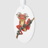 白の目ガラスを持つかわいく赤いアマガエル オーナメント (正面)