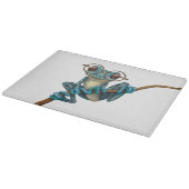 白の目ガラスを持つかわいく青いアマガエル カッティングボード (角)