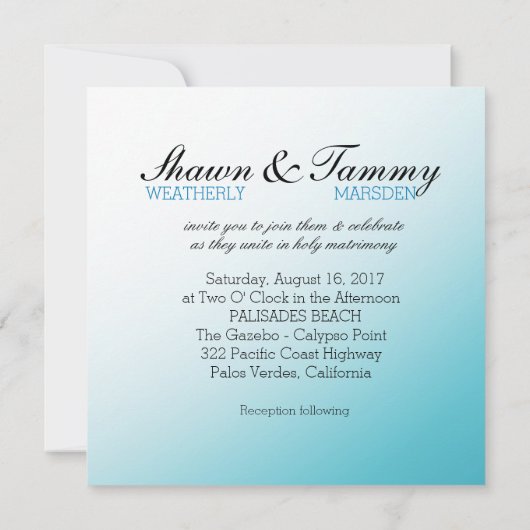 白の砂のヒトデは砂のあなたの名前のための私に尋ねます 招待状 (裏面)