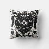 白の神秘的な目/バロック式の華美なデザインの黒 クッション (裏面)