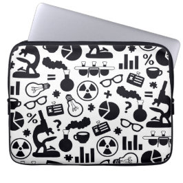白の科学パターン黒 ラップトップスリーブ