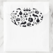 白の科学パターン黒 楕円形シール (バッグ)