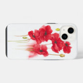 白の紅いポピー絵画  iPhoneケース (裏面横)