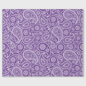 白の紫のヴィンテージペイズリーパターン ラッピングペーパー (フラット)